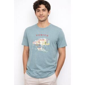 Love Scarlett Opal Blue Graphic T-Shirt M Venice Italy Print Tee